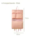 Pink travel organizer hanging bag with 6 compartments, unfolded size 74cm x 45cm - 6-in-1 (6 Grids) / Pink
