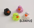 Vinyl bath ducks in black, pink, yellow, and white with colorful polka dots, model LZA012 - 4Pcs Polka Dot Duck Set LZA012