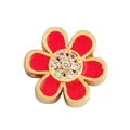 DIY colorful flower charm with red enamel petals and zircon center in gold finish - Flower-Rose