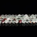 Polished natural green phantom quartz crystal beads with visible inclusions for DIY jewelry - 1a Natural Green Phantom Quartz / 6mm approx 60pcs