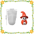 Molde de silicona de fantasma con sombrero de mago rojo para velas de Halloween - Calabaza con Capa de Halloween