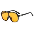 Lunettes de soleil aviateur monture noire verres orange et charnières métalliques en T - Monture Noire Verres Jaunes
