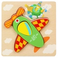 3D wooden puzzle toy for toddlers featuring a colorful green, orange and red airplane - 3D Jigsaw-Fighter Jet (JM立体-战斗机)