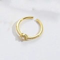 Minimalist gold open ring with cubic zirconia inlay and adjustable band design - Round White Zirconia