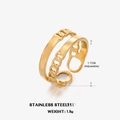 18K gold-plated double-layer stainless steel ring with smooth and chain textures - Smooth Chain Combination (ZN156) / Gold
