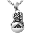 Polished silver boxing glove pendant necklace made of stainless steel for fitness lovers - Boxing Glove + Stainless Steel Chain