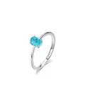 Anello minimalista in argento sterling S925 con tormalina Paraiba a forma ovale - Taglia US 5 / Blu Paraiba