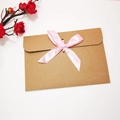 Brown kraft paper envelope gift bag with elegant pink satin ribbon bow closure - Envelope with Pink Ribbon