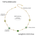 Golden stainless steel necklace with round green glass stones including size details - Chain Only / Gold-Light Green