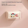 Creamy wall-mounted ABS toothbrush holder with cute cartoon dog and compact size - Cartoon Dog / Small / Cream