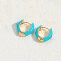 Dopamine style turquoise blue enamel hoop earrings in gold plated finish for women - Light Blue