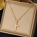 Gold - Prong-set Large Zirconia Cross (0355)