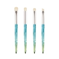 Set of four blue-green ice-cracked makeup brushes with beige synthetic bristles - Ice Blue 4Pcs Eye Brush Set (Beige)