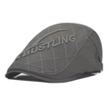 Béret gris foncé avec surpiqûres losanges, boucle en métal et broderie Bustling - Réglable (54-62cm) / Classique / gris foncé