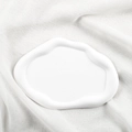 Minimalist white irregular cloud plaster tray for jewelry display on linen background - Cloud Oval