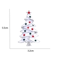 Christmas tree brooch with white enamel, colorful rhinestones, and size dimensions - Silver Enamel Christmas Tree