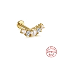 Detailed macro view of S925 sterling silver earring featuring pearl and zircon inlay - Gold Single #2 (Artificial Pearl & Rhinestone)