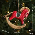 Handmade red polka dot rocking horse ornament with burlap details for Christmas tree - Rocking Horse Style