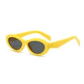 Retro oval cat eye sunglasses with bright yellow frame and dark grey lenses for fashion - Yellow Frame Grey Lens