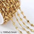 18k gold plated 5.5mm heart shaped stainless steel chain link for DIY jewelry making - Gold 5.5mm Heart Link Chain (KLJ8665-Z)