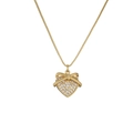 Gouden ketting met hartvormige hanger en zirkonia strik op witte achtergrond - Hart Strik Hanger