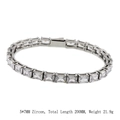 Polished stainless steel tennis bracelet with 5x7mm rectangular cubic zirconia stones - 6mm*20cm (B0086S)