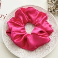 Oversized rose red satin scrunchie with glossy pleated texture and high elasticity - Large Rose Red