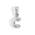 Polished silver bubble initial C pendant made of premium stainless steel - Steel-C