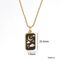 Detail view of gold tarot card moon pendant with dimensions 25.5x13mm and 11g weight - Tarot Card G