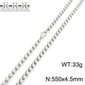Classic silver stainless steel box chain necklace, 550x4.5mm size for men and women - Silver 550mm x 4.5mm