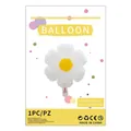 Daisy foil balloon in white and yellow petals, 45x45cm size for birthday parties - Small White Daisy / White