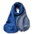 Blue and gray pleated cashmere-like scarf with textured knit design for women - 68*200cm / Blue
