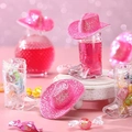 Mini cappello da cowboy glitter rosa e set di stivali in plastica per decorazione festa - Rosso Rosa Glitter