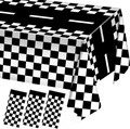 Racing party tablecloth set with black and white checkers and track pattern design - Racing Track
