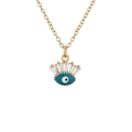 Goldene Evil Eye Halskette mit blauem Emaille-Anhänger und funkelnden Zirkonia-Steinen - Dunkelblaue Emaille-Schwarz-Weißes Auge