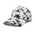 Close-up of a tie-dye baseball cap featuring a round metal badge with the letter M - M(56-58cm) / Navy Blue
