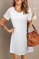 Dettaglio dell'abito bianco con maniche in mesh a righe e scollo rotondo raffinato - Taglia S / Vestiti / Bianco