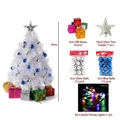 Mini 45cm white Christmas tree set with blue ornaments and colorful LED string lights - 45cm White Tree With Ornaments Colorful Battery LED