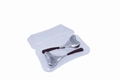 Mermaid stainless steel facial ice globes with dark handles in a clear storage case - 2 Pcs Set with PP Box / Black Handle / Silver