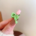 Pink tulip hair claw clip in acrylic finish for elegant French style hairstyles - Pink Small Tulip Claw Clip (14#)