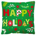 Green Happy Holidays Christmas pillow cover with festive red and white graphic patterns - Style 17-Green Lime Happy Holidays
