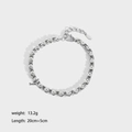 Pulsera de flores en acero inoxidable plateado de 5 mm con dimensiones y especificaciones - Pulsera de Eslabones Con Forma de Flor Pequeña (YYB023004) / 5mm de Ancho - 20+5cm de Largo