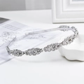 Elegant silver leaf headband with shimmering rhinestones for weddings and daily fashion - Silver (C8519)