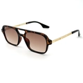 Aviator sunglasses featuring tortoise shell frames, gold temples and brown gradient lenses - Leopard Print Gold Leg Double Tea Lens