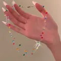 Détail du collier de perles en cristal multicolore multicouche avec fermoir réglable - Coloré-Perles de Verre à Trois Couches