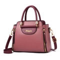 Fashionable burgundy high-elastic foldable handbag with gold hardware and shoulder strap - Dusty Pink