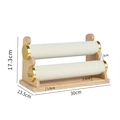 2-tier bamboo bracelet display stand in cream white velvet with detailed dimensions - 2-Tier Beige Velvet