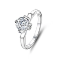 Classic S925 sterling silver lotus ring featuring a round moissanite in six-prong setting - Adjustable Open / Six-Prong Solitaire Classic Style (FDJZ-038)