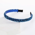 Detailed close-up of handmade double-row blue crystal beaded headband with satin lining - Four-Row Crystal Blue