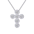 Silver cross necklace with sparkling zircons and micro-bead metal craftsmanship - Silver